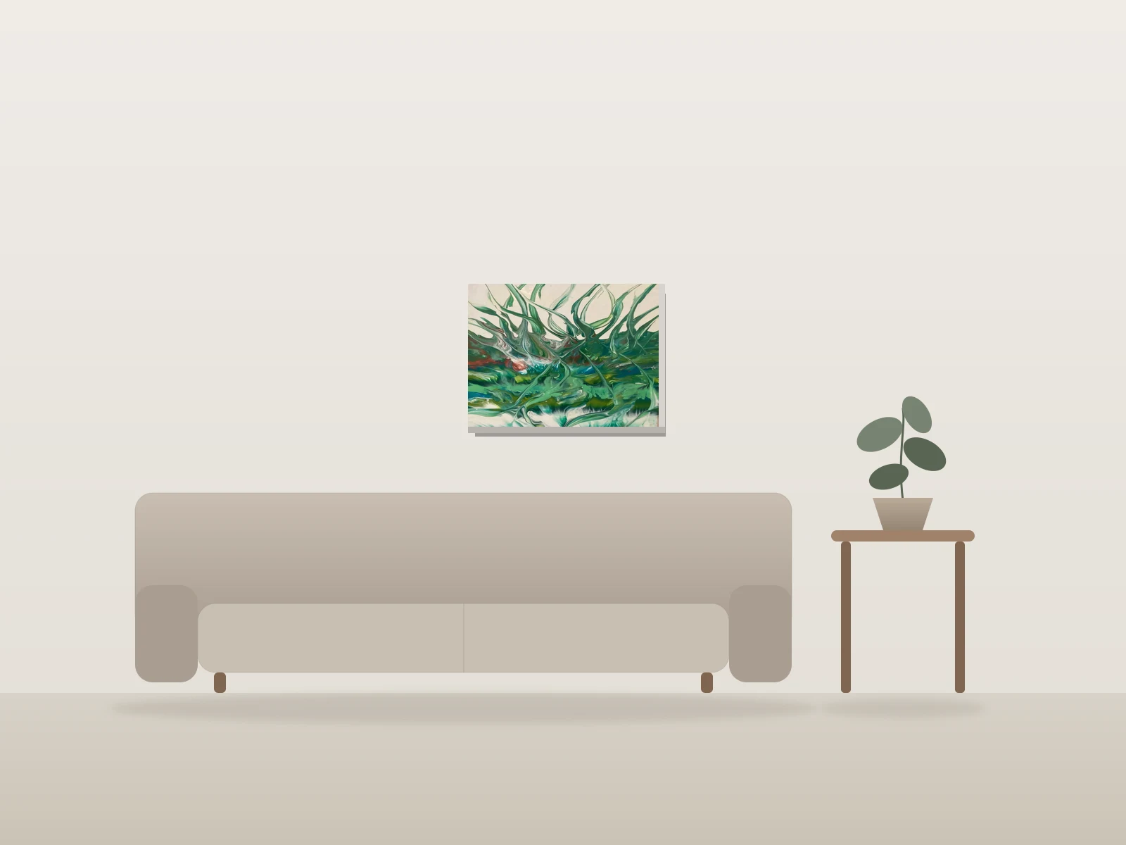 La vegetation by Tony Woodbury shown to scale in a room