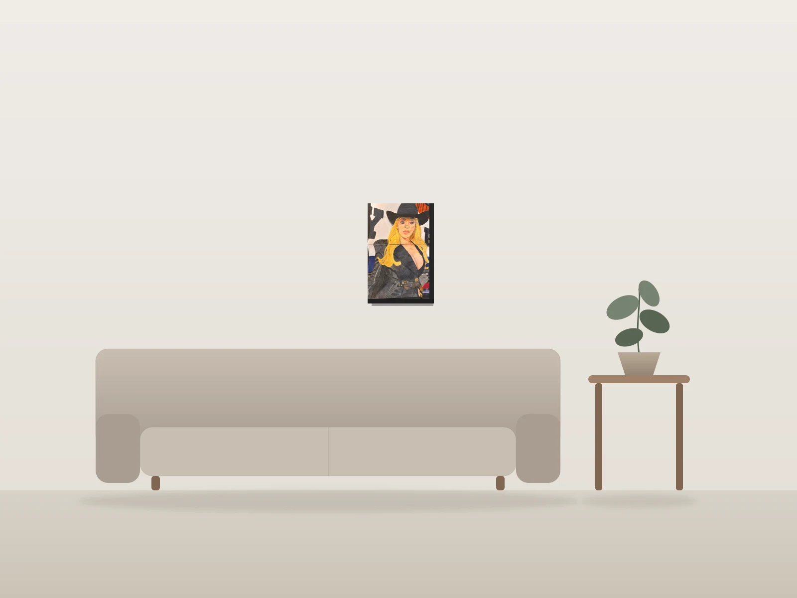 Beyoncé by Xavier Floyd shown to scale in a room