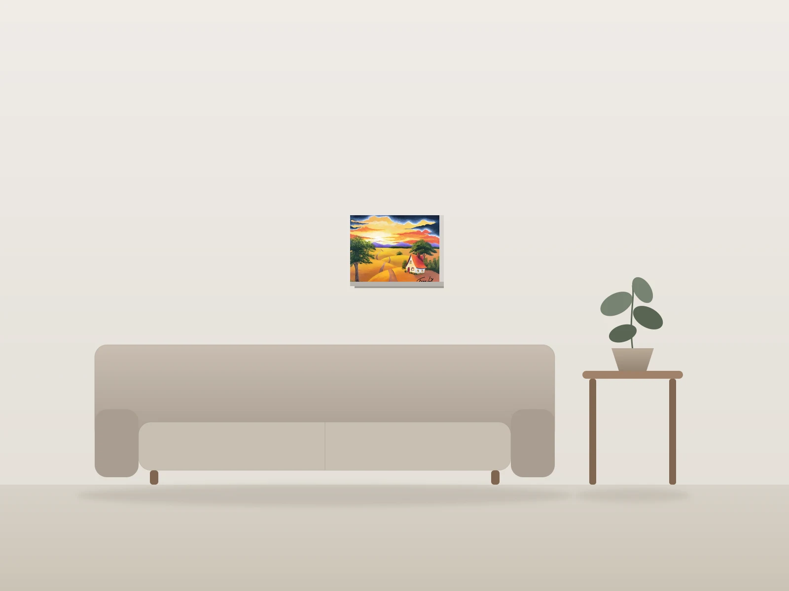 L'heure dorée by Francine Fillion shown to scale in a room