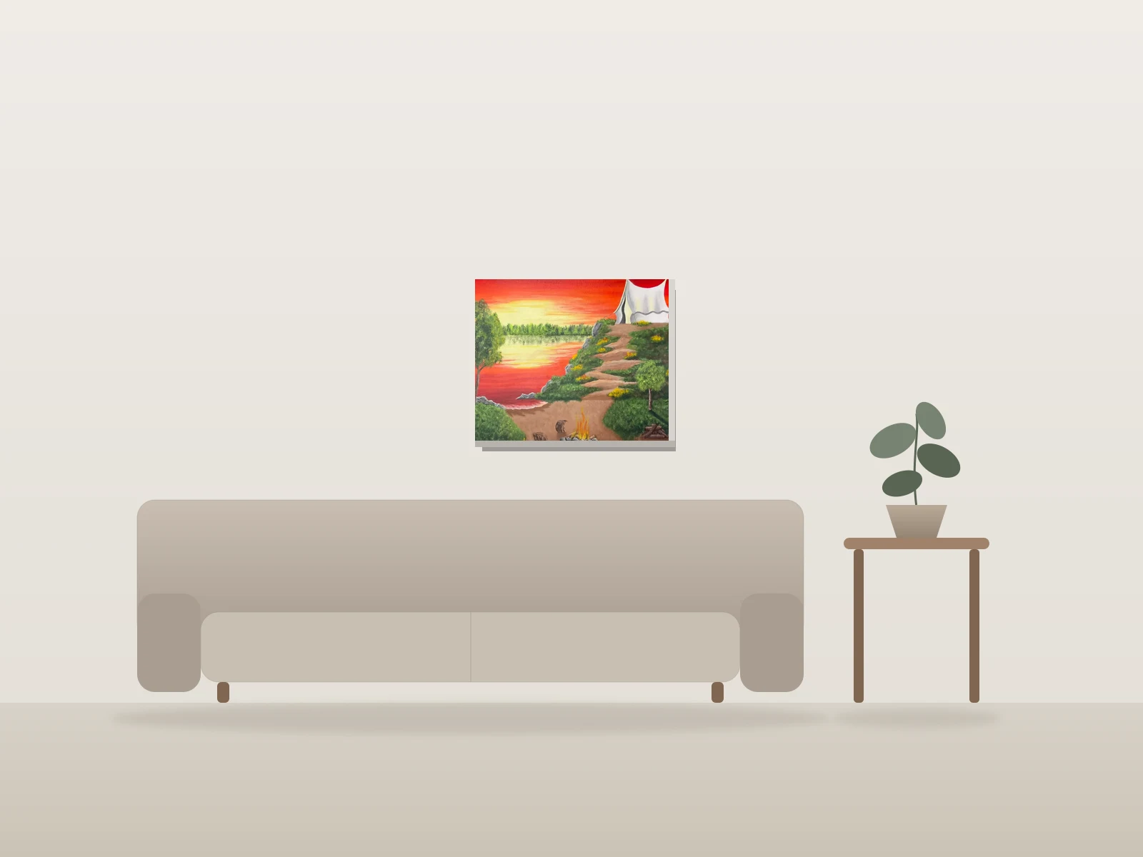 Seul au monde by Francine Fillion shown to scale in a room