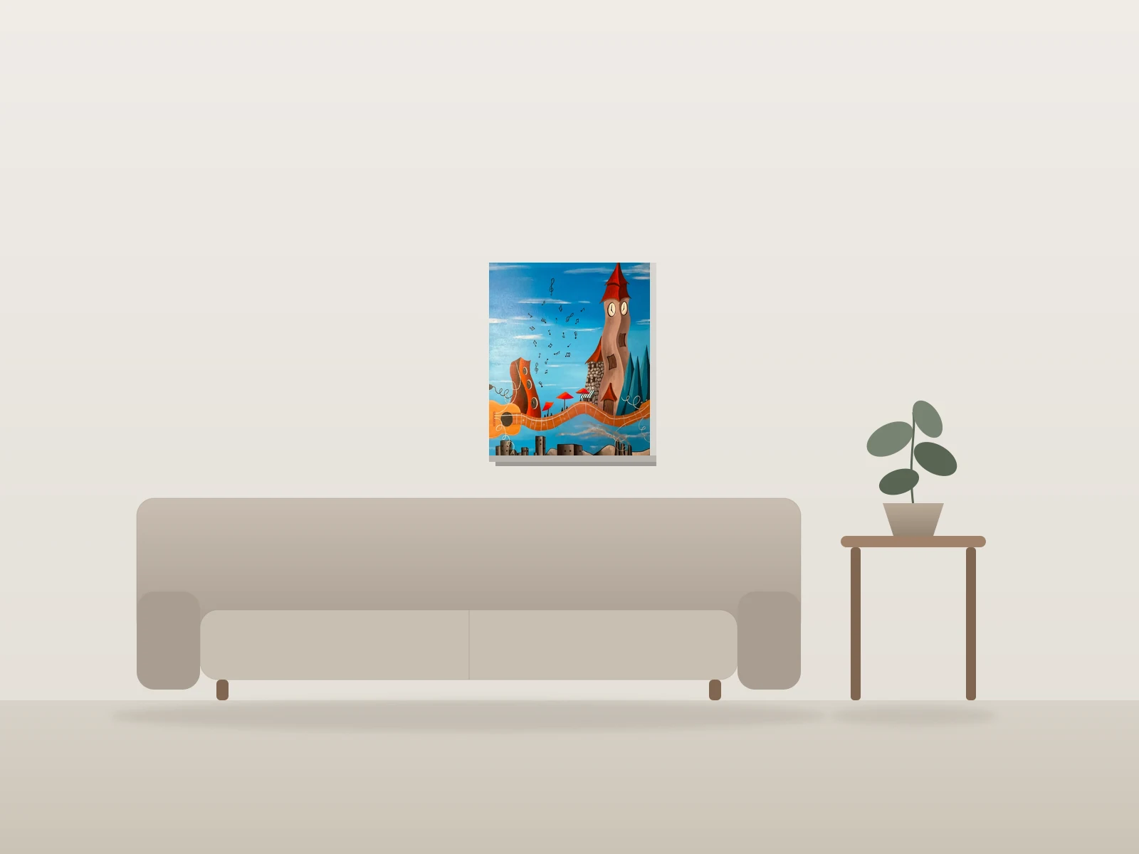 5 à 7 by Francine Fillion shown to scale in a room