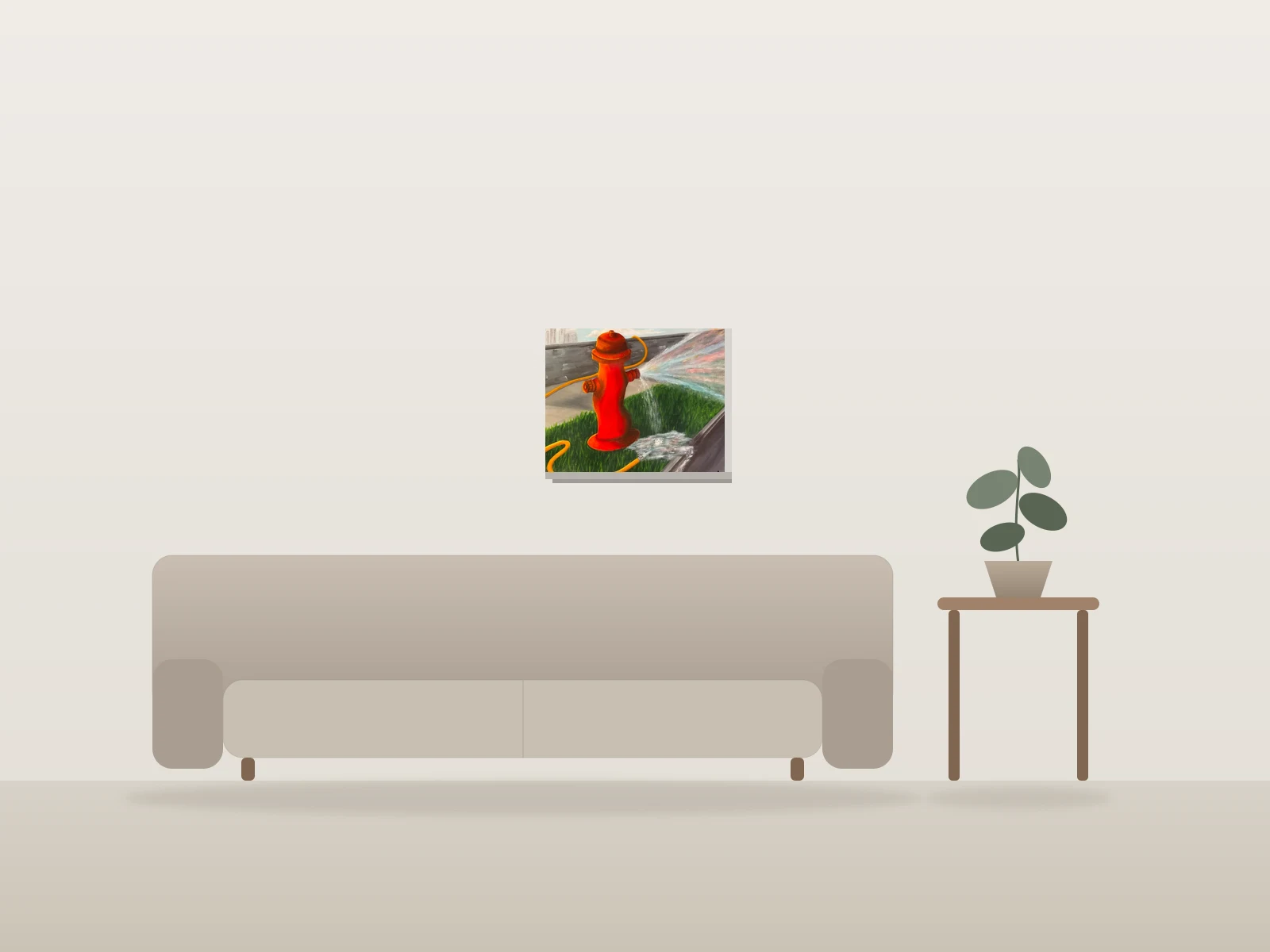 Eau feu by Francine Fillion shown to scale in a room