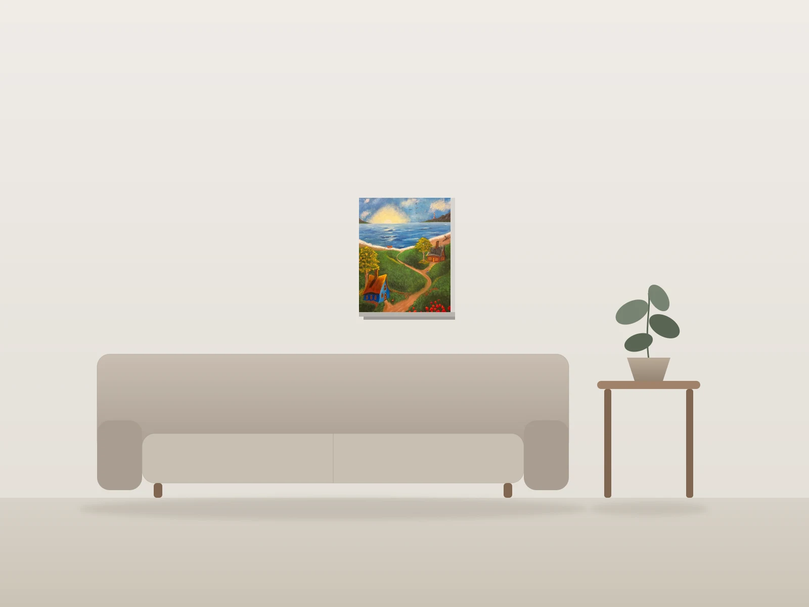 Chemin des coquelicots by Francine Fillion shown to scale in a room