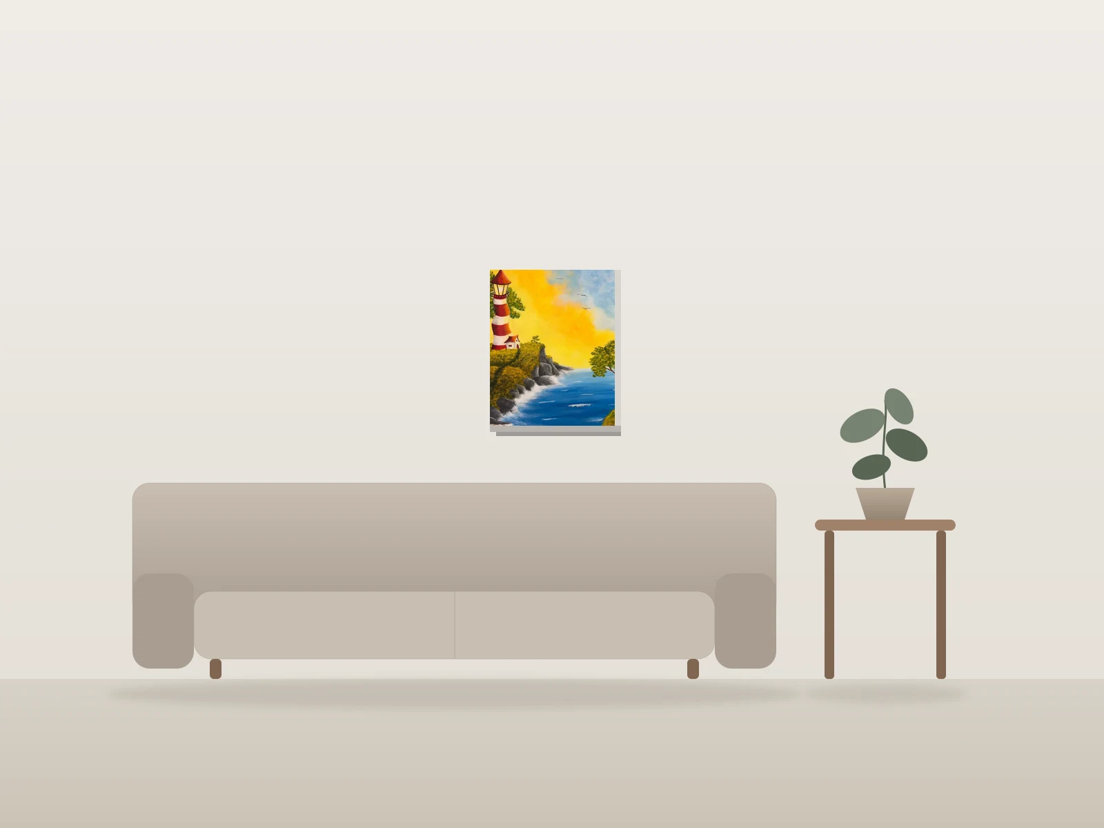À la plage by Francine Fillion shown to scale in a room