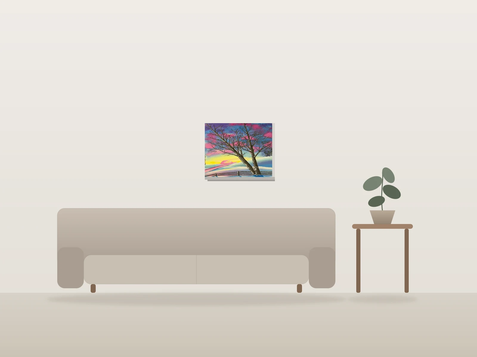 Aux becs sucrés by Francine Fillion shown to scale in a room