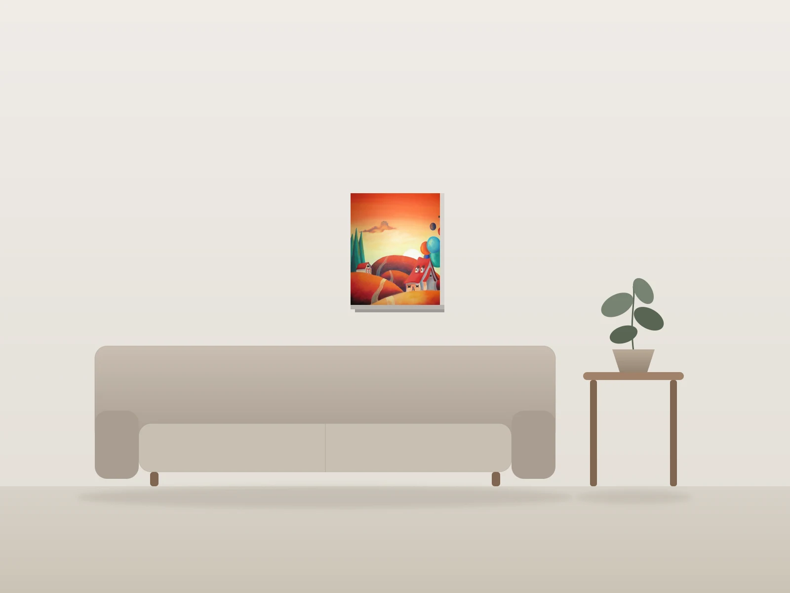 Terre de feu by Francine Fillion shown to scale in a room