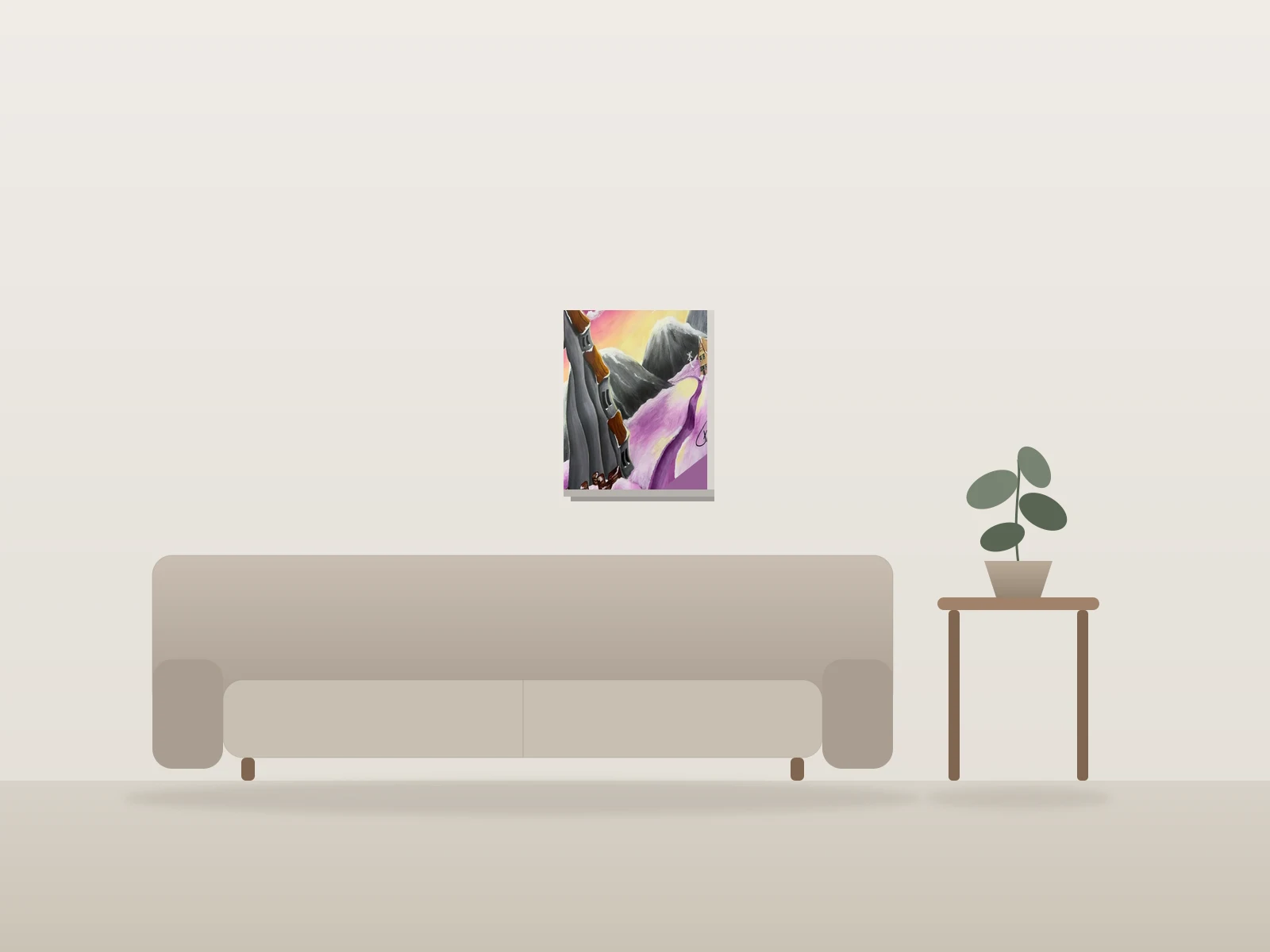Vestige du passé by Francine Fillion shown to scale in a room