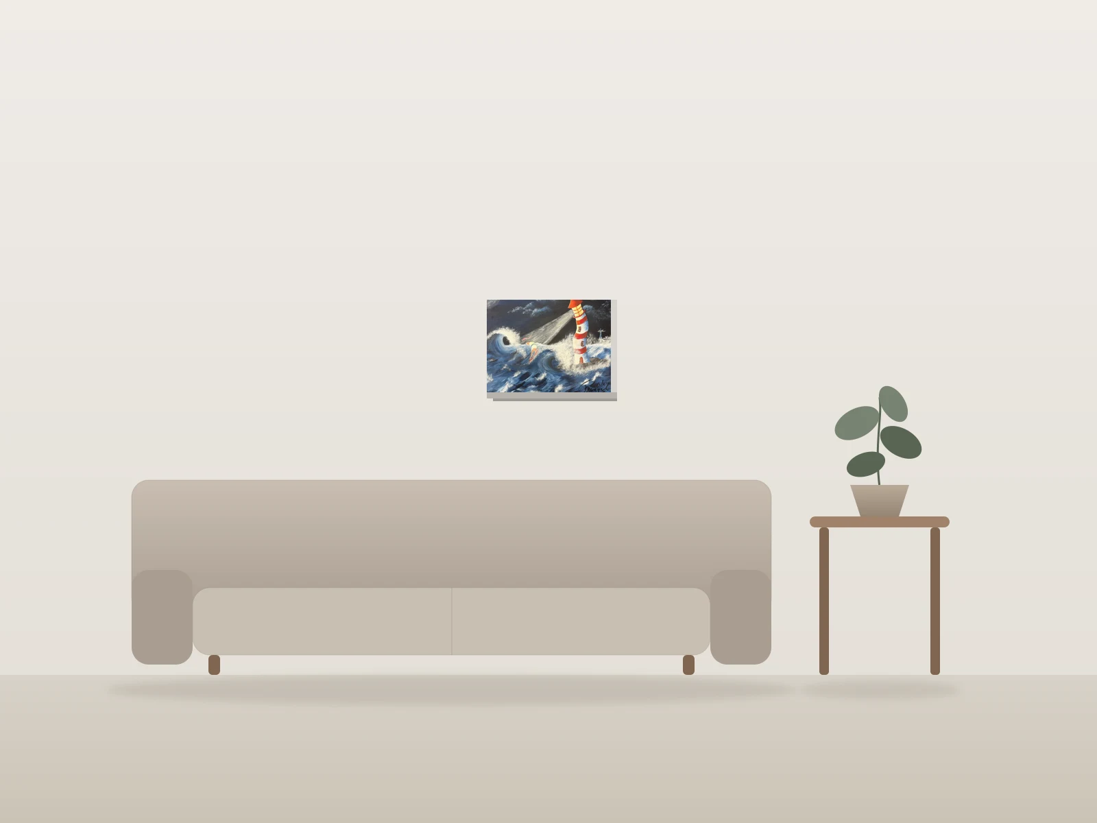 Tempête by Francine Fillion shown to scale in a room