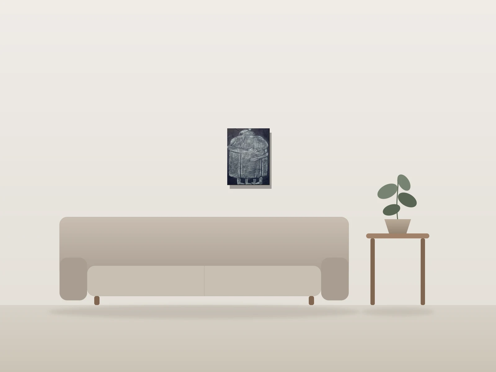 La caresse by Luc Alain shown to scale in a room