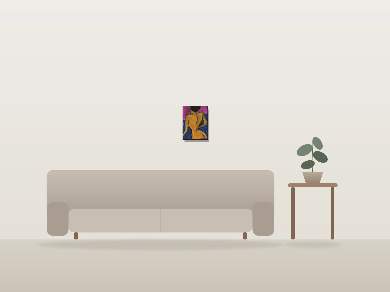 Delphine by Luc Alain shown to scale in a room