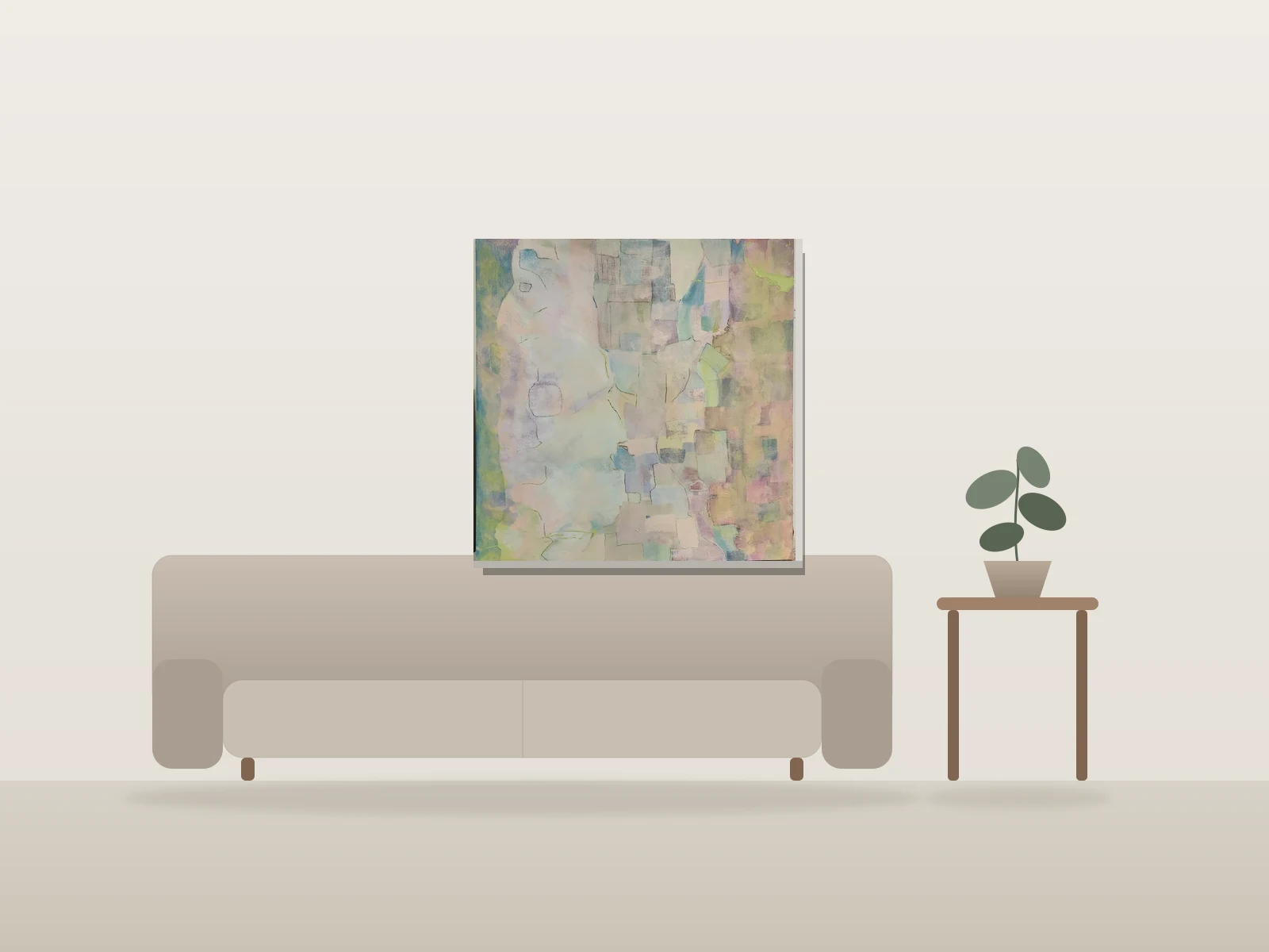 The Quiet In Between by Laurie Bedard shown to scale in a room