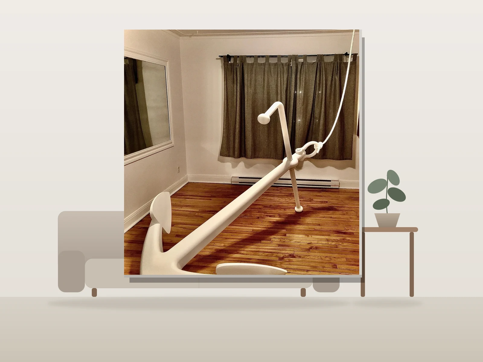 Cieux ancré by Benoit Choquette shown to scale in a room