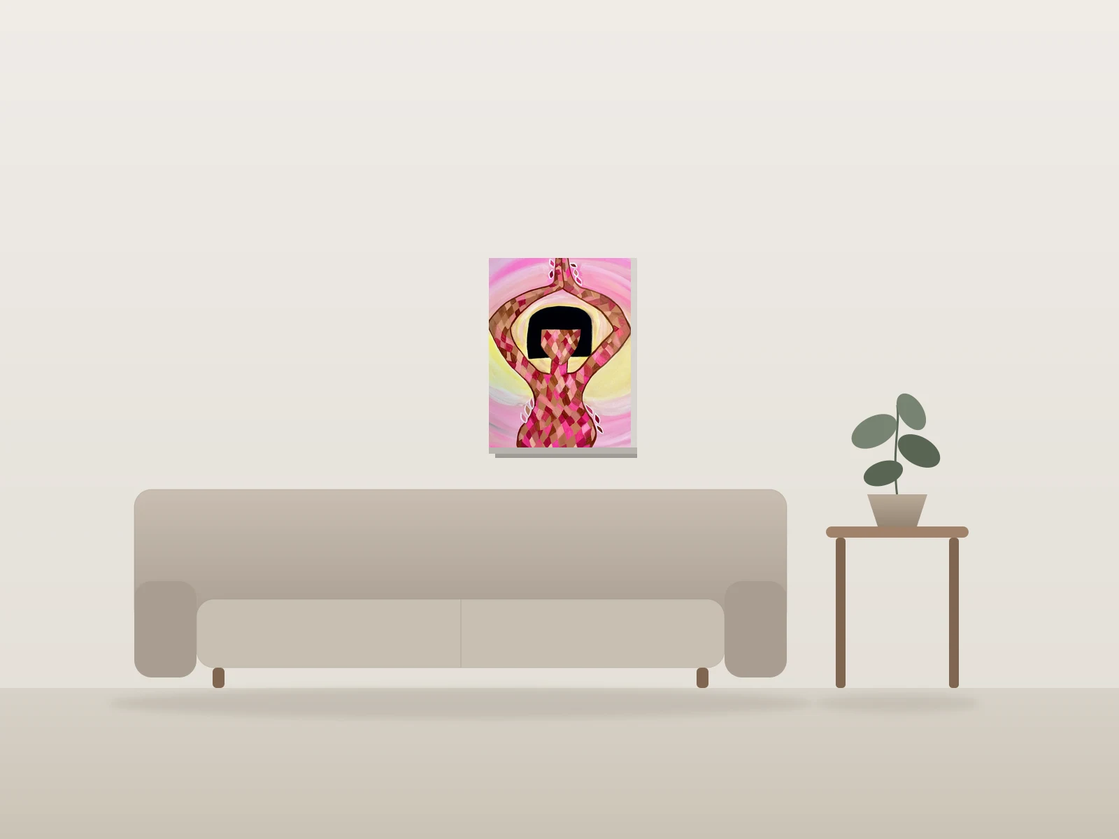Diamond Body Recevant la Lumière by Lady CA shown to scale in a room