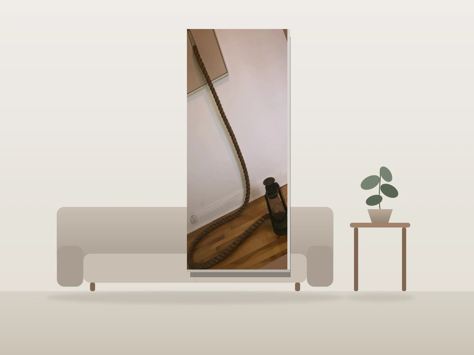 La naissance d’une vieille ame by Benoit Choquette shown to scale in a room