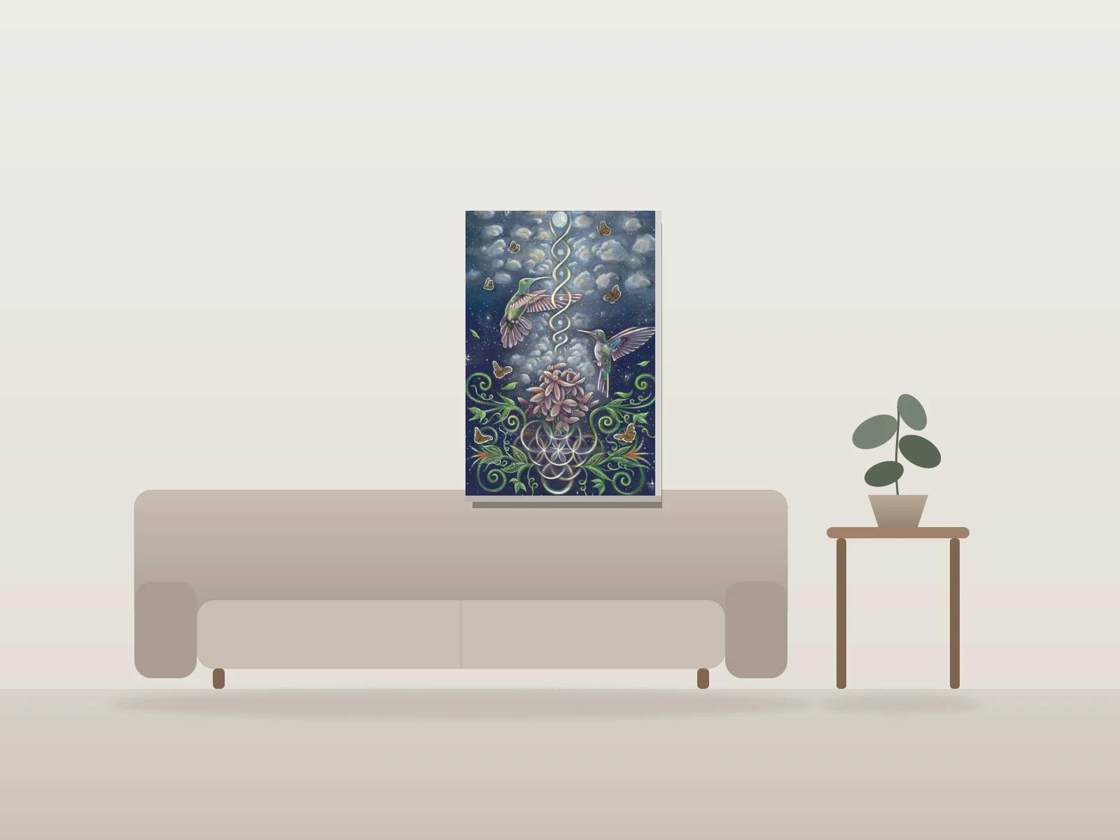 Ascension by Viviane Lacombe shown to scale in a room