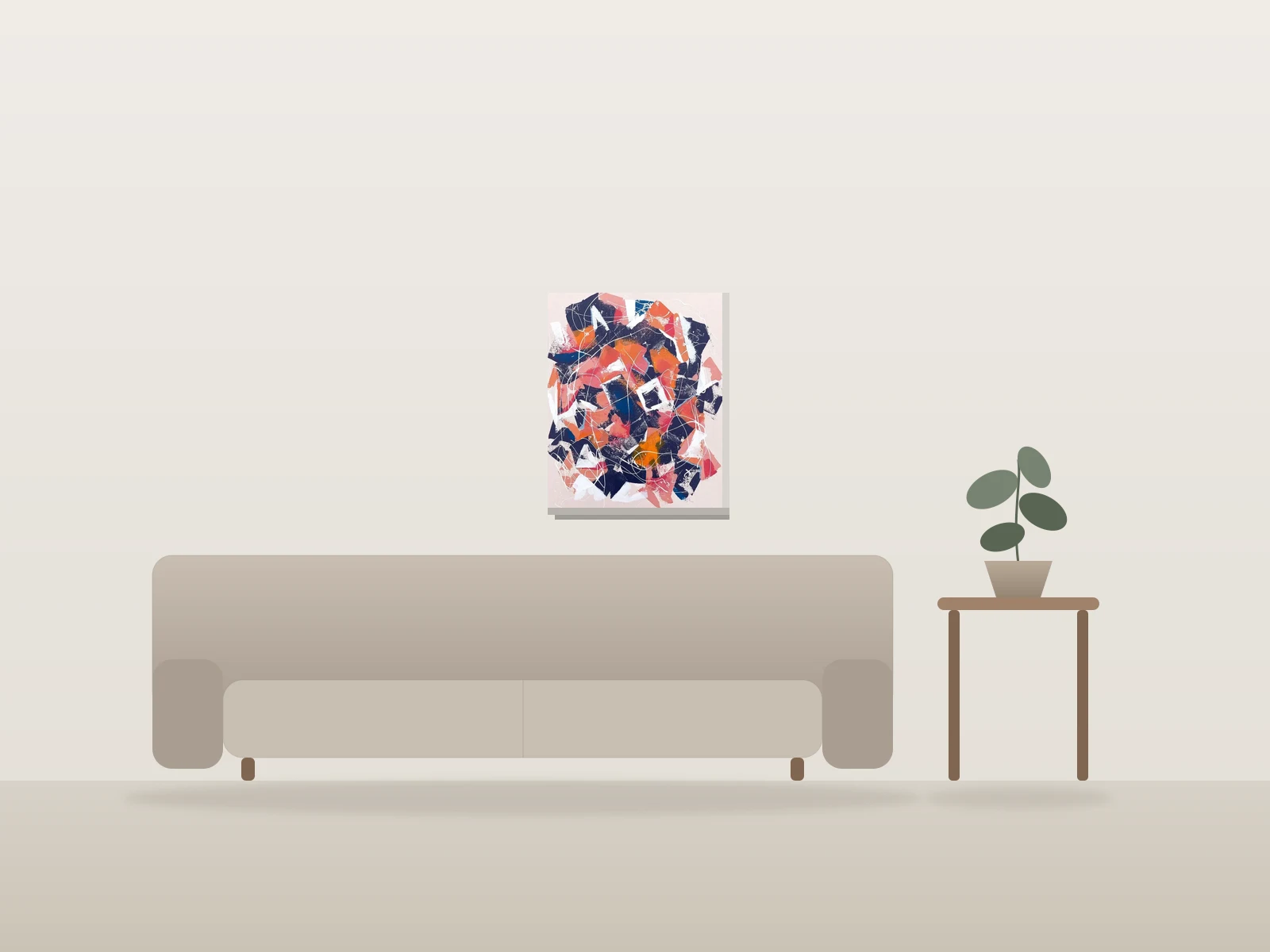 Nuage Rouge by Tony Gregg shown to scale in a room