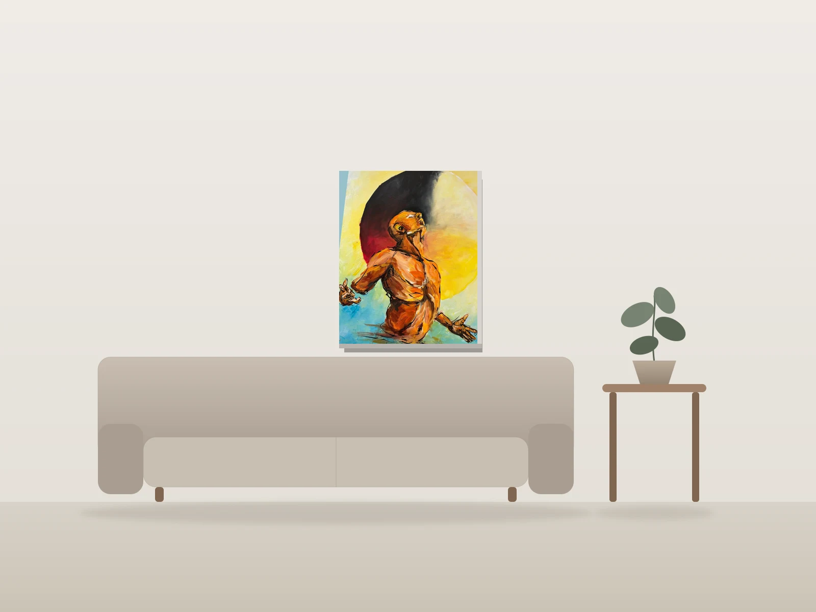 Désormais libre by Angela Wiggins shown to scale in a room