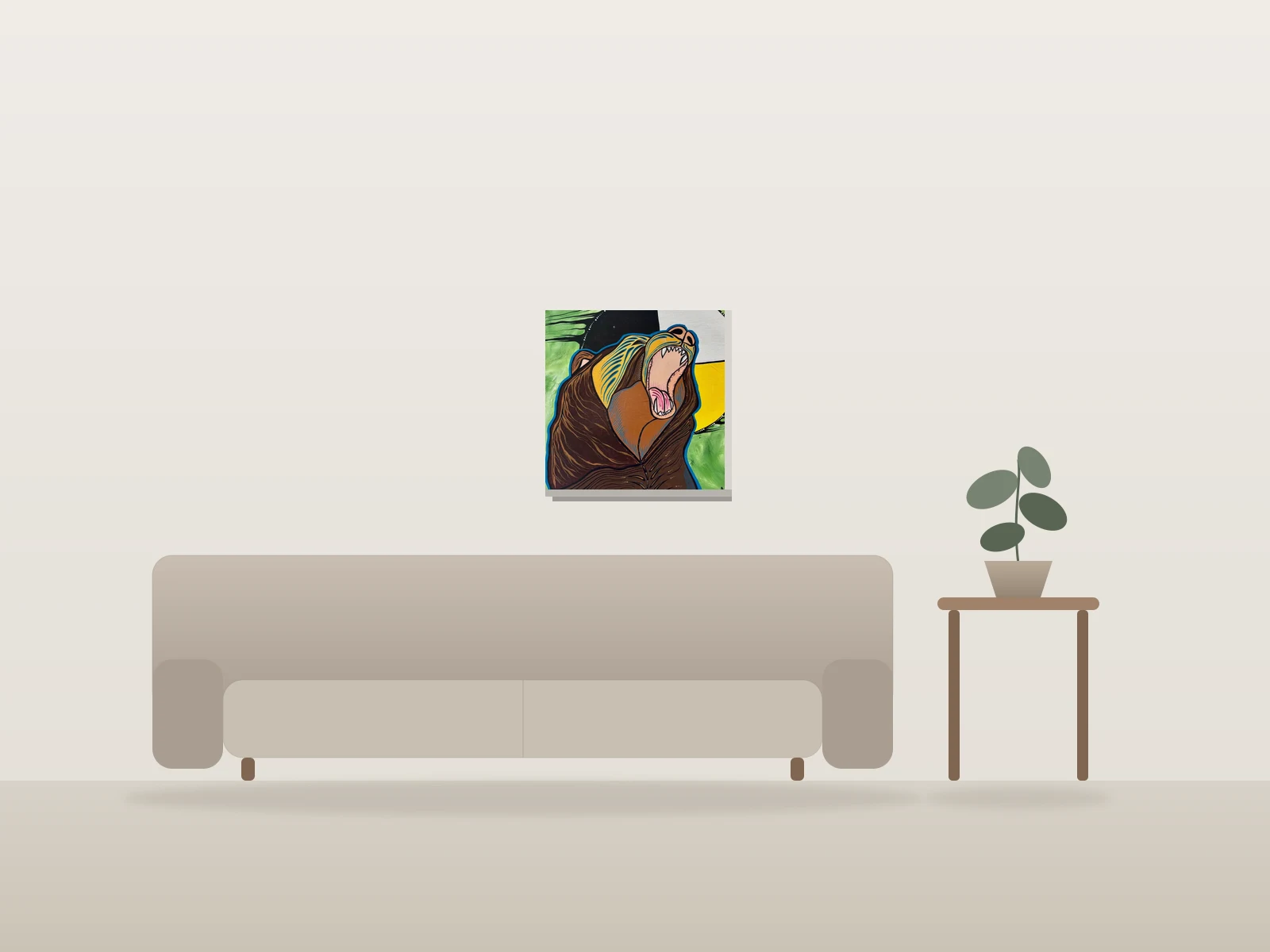 La force de l’esprit by Angela Wiggins shown to scale in a room