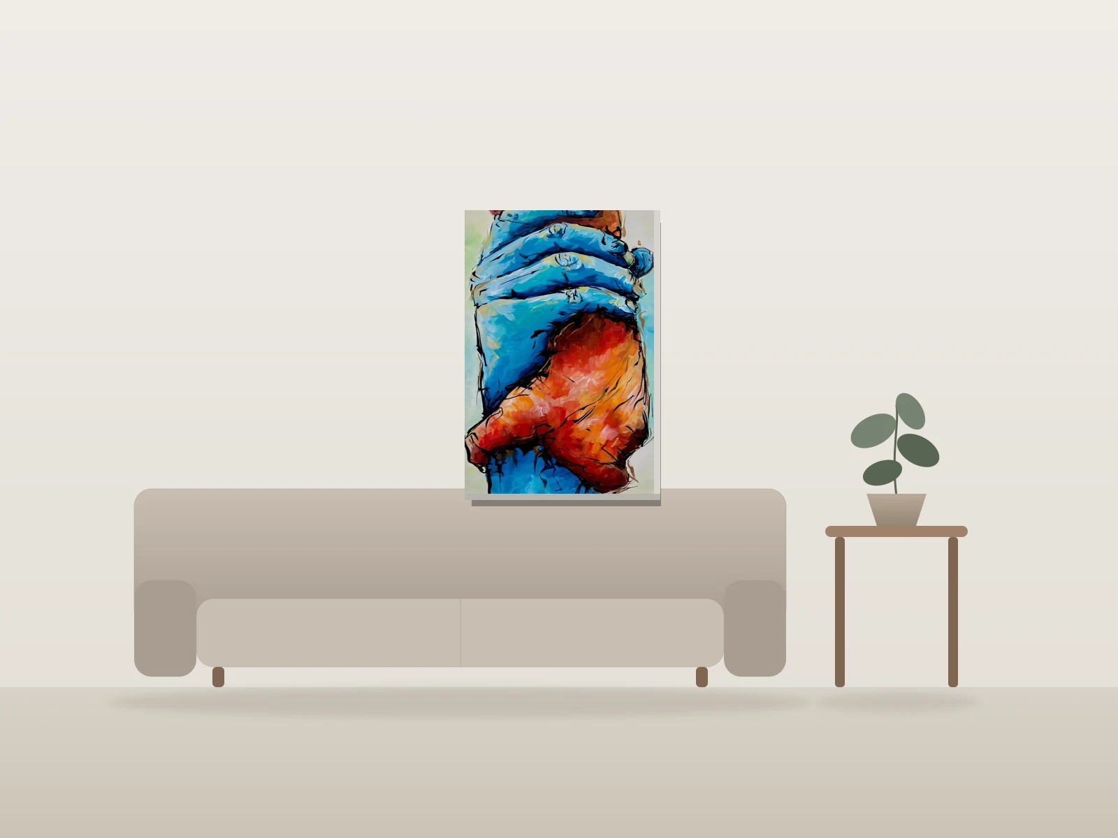 Pas effacée by Angela Wiggins shown to scale in a room