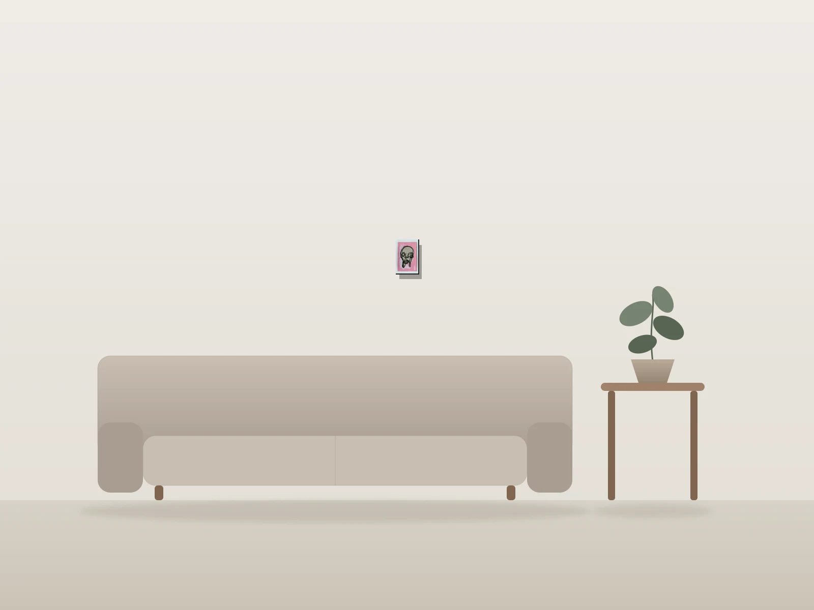 Timbre poste by NEP- shown to scale in a room