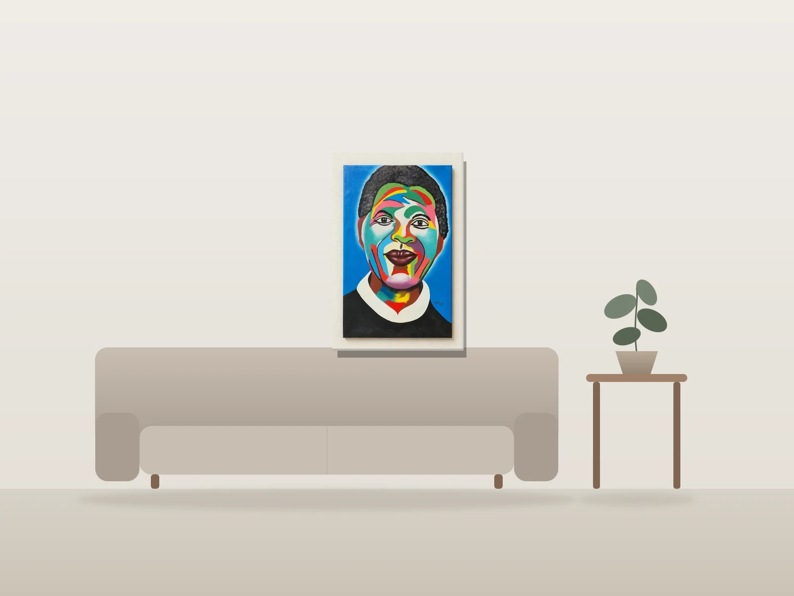 Âme Prismatique by Yvenet Romilus shown to scale in a room