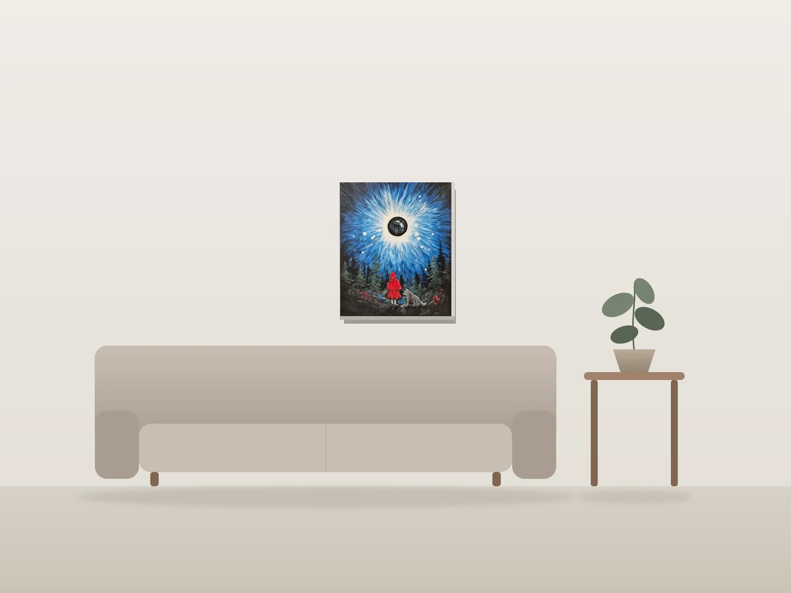 Vue sur Chaperon rouge by Maristine shown to scale in a room