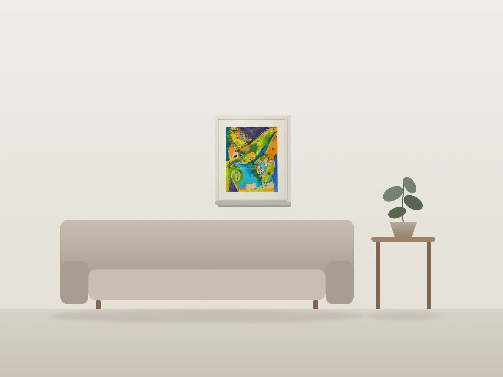 Sous un ciel bleu by louis ranger shown to scale in a room
