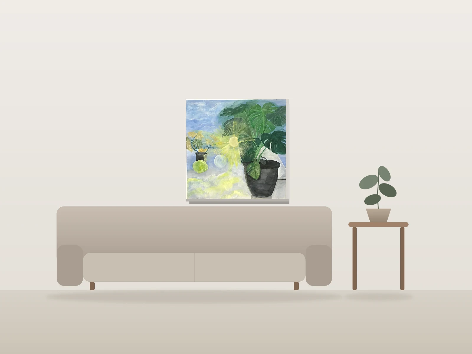 L’importance du Soleil dans la vegetation by WinnAV shown to scale in a room
