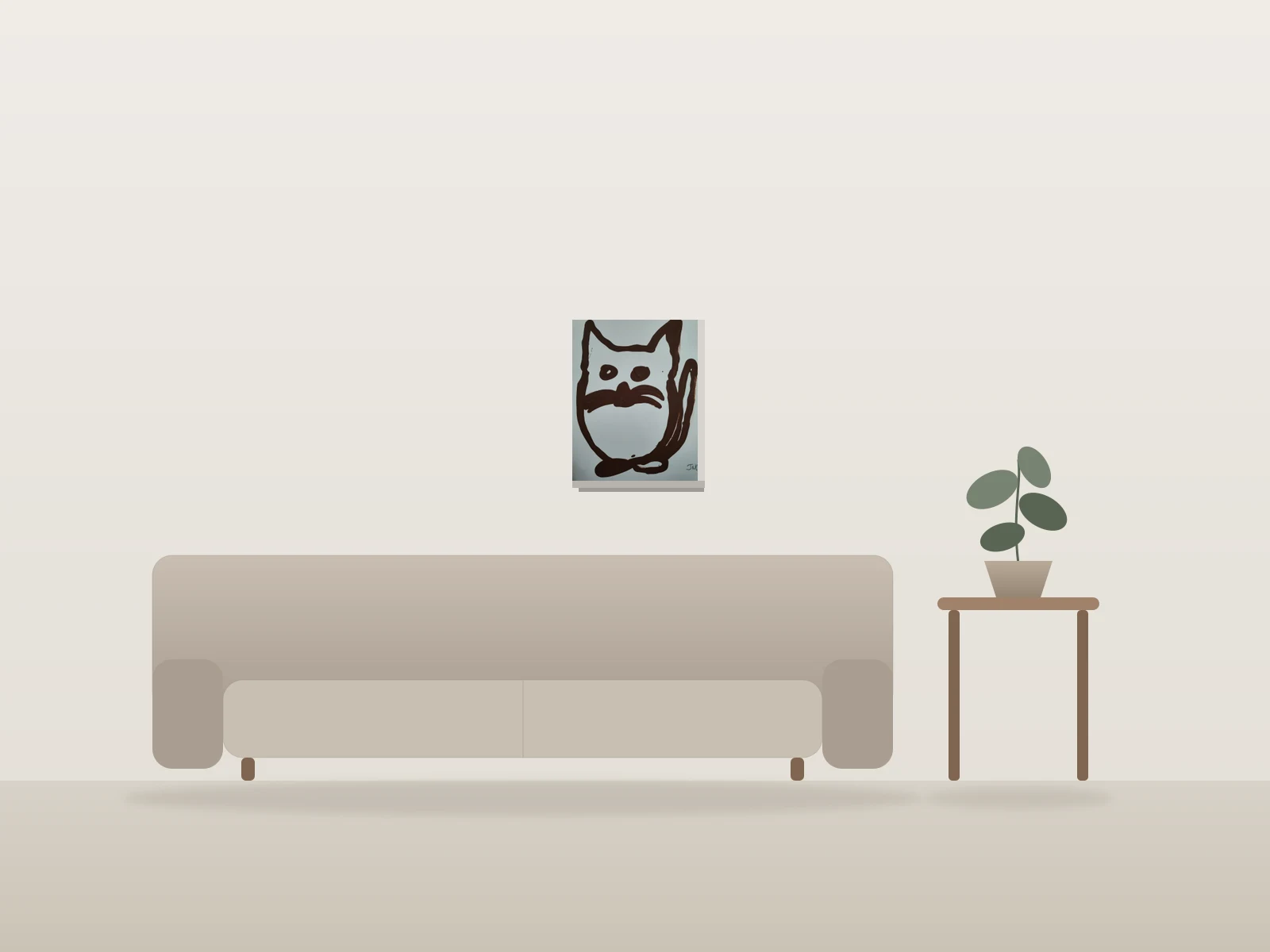 Abstract Kitty by Marie Patty shown to scale in a room