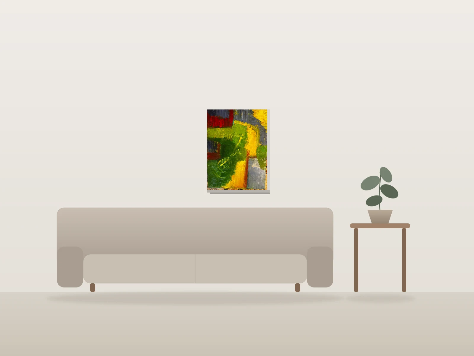 Grey Light par Lulu Gibler Art présentée à l'échelle dans une pièce