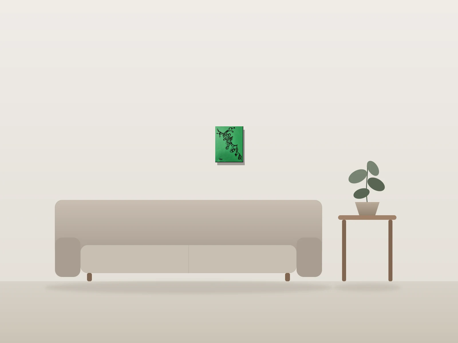 Zaney Zebra by Marie Patty shown to scale in a room