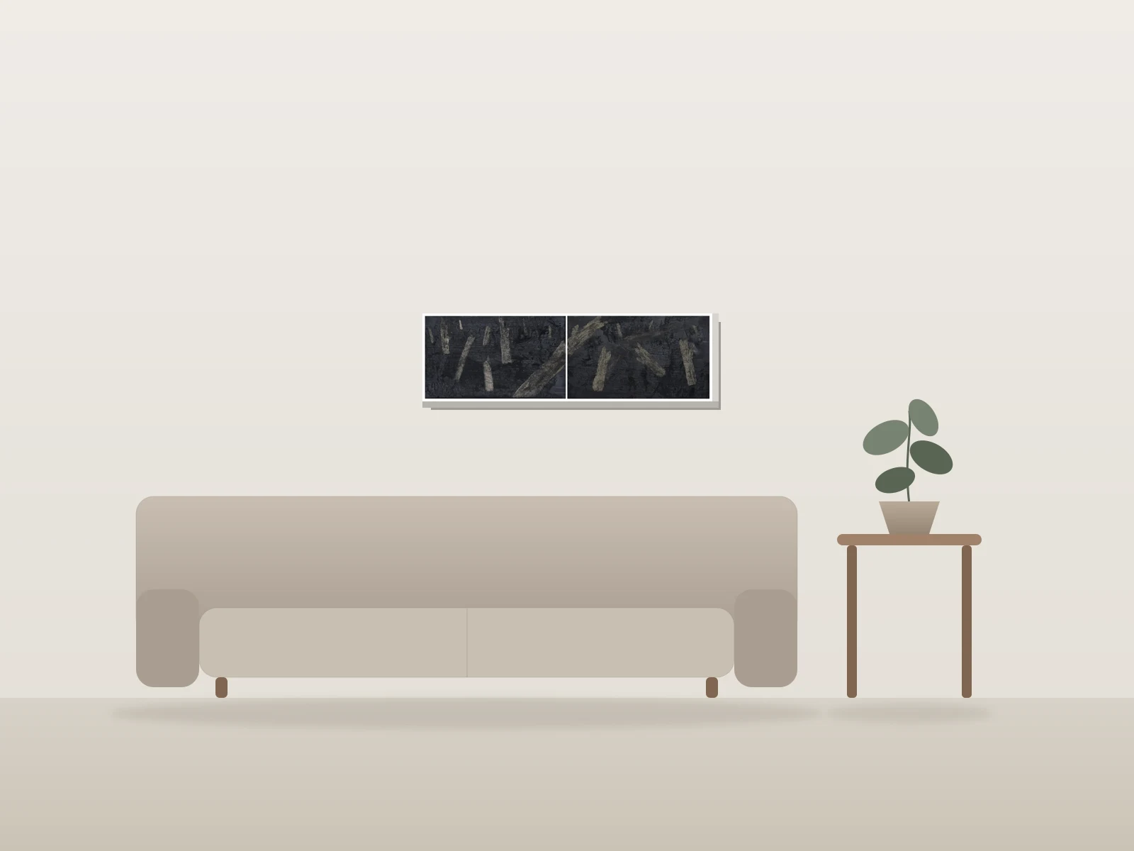 Feu de forêt III by Sylvain Thérien shown to scale in a room
