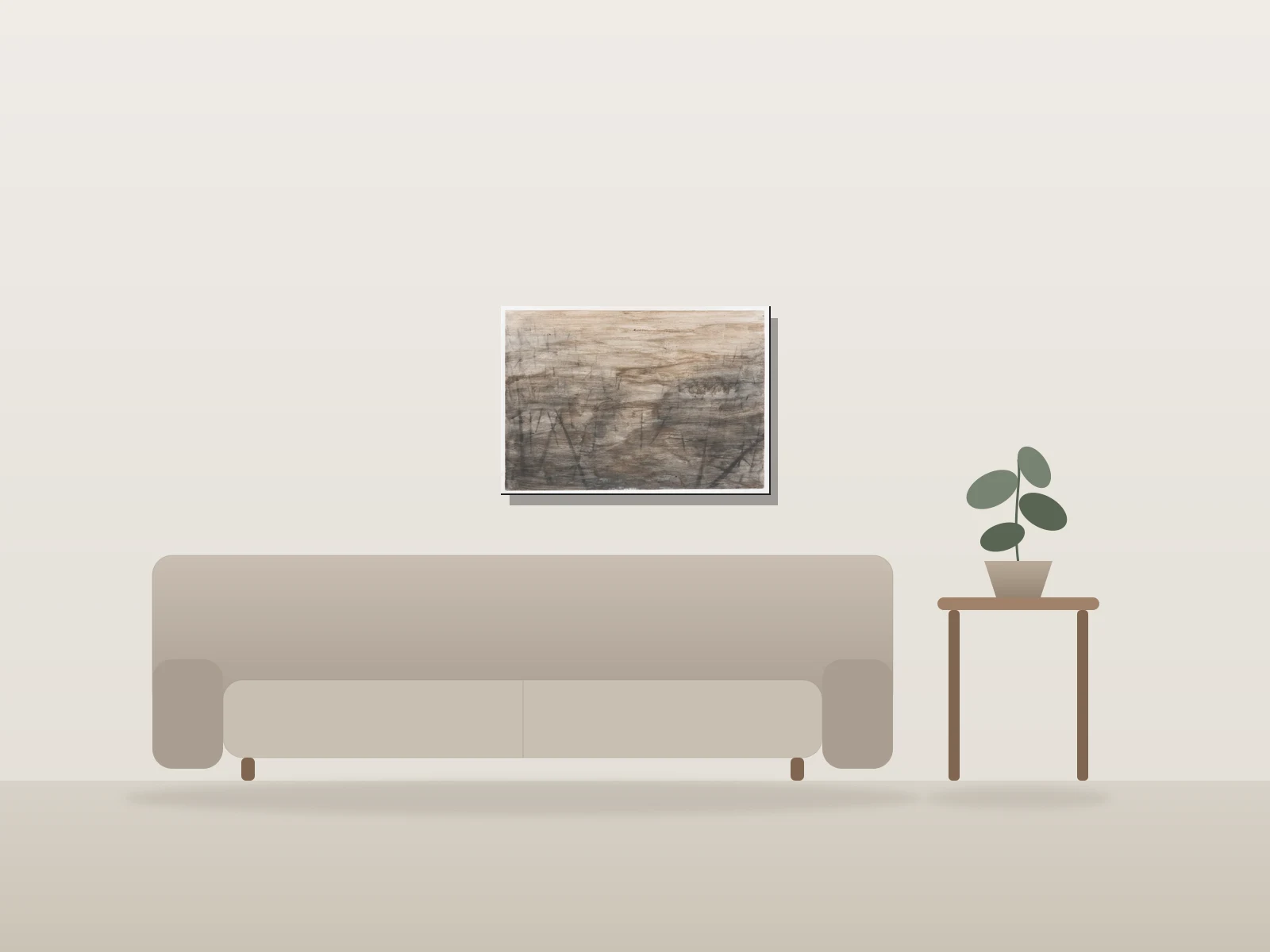 Feu de forêt XIII by Sylvain Thérien shown to scale in a room