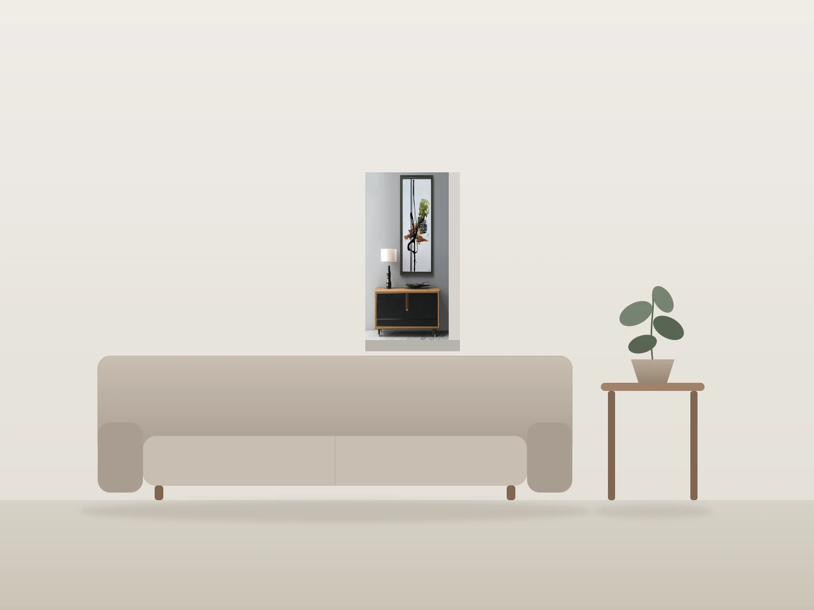 Composition by Dramis shown to scale in a room
