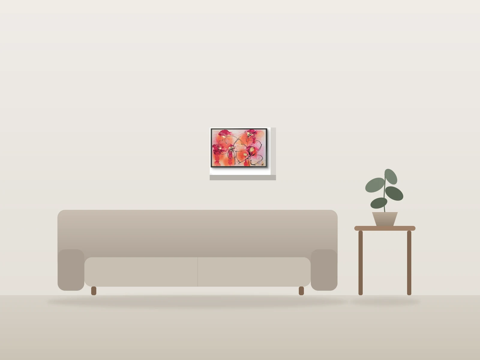 Morning blossom by Dramis shown to scale in a room
