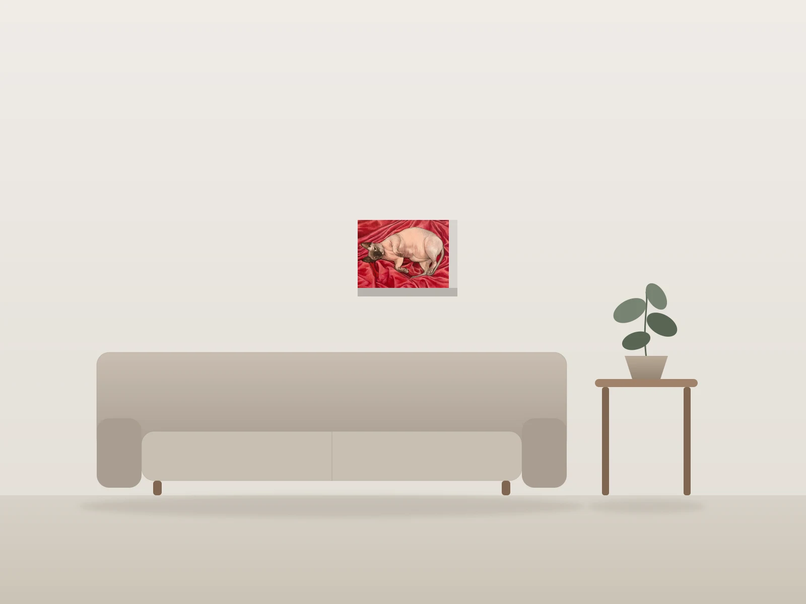 Waiting for pets by Jeff Chen shown to scale in a room