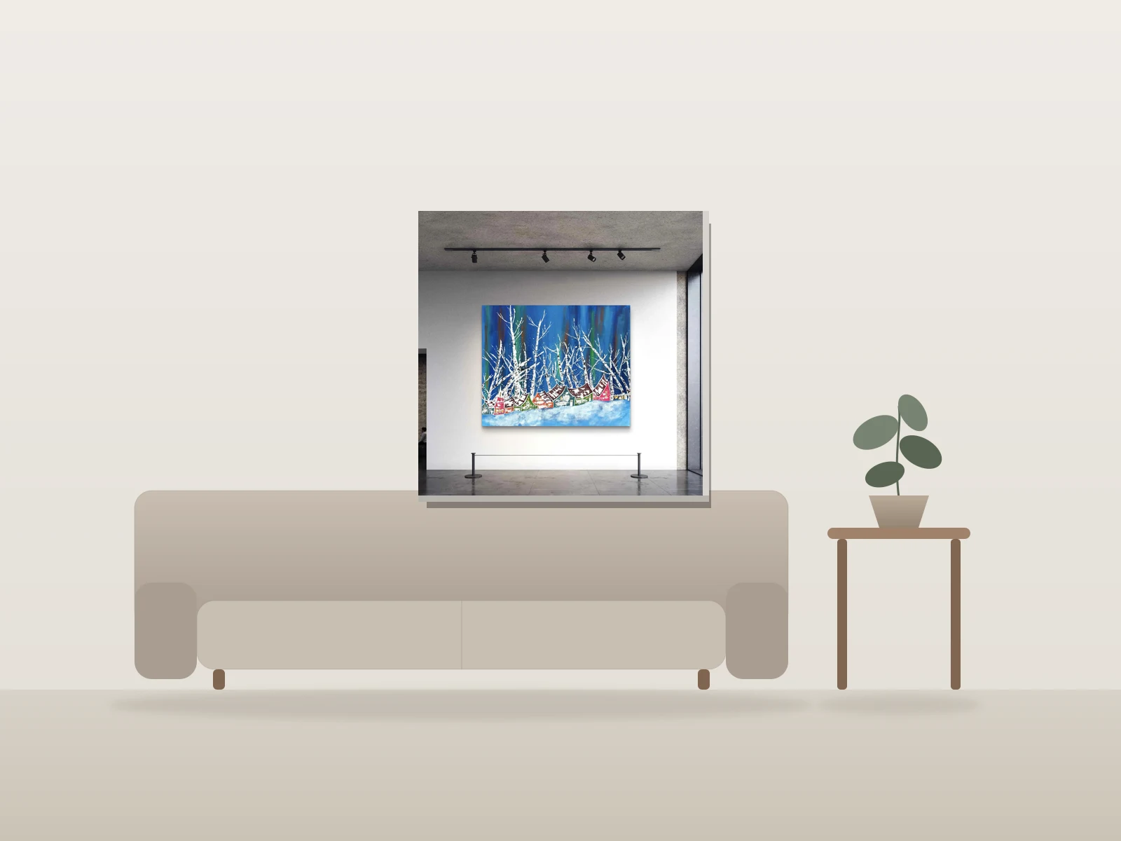 Canton Girard, en hibernation by K@ shown to scale in a room