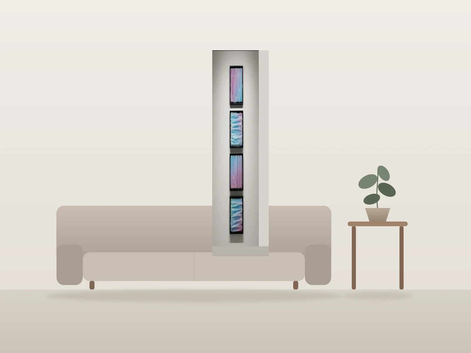 Brouillard dégradé by Levi Stoffal shown to scale in a room