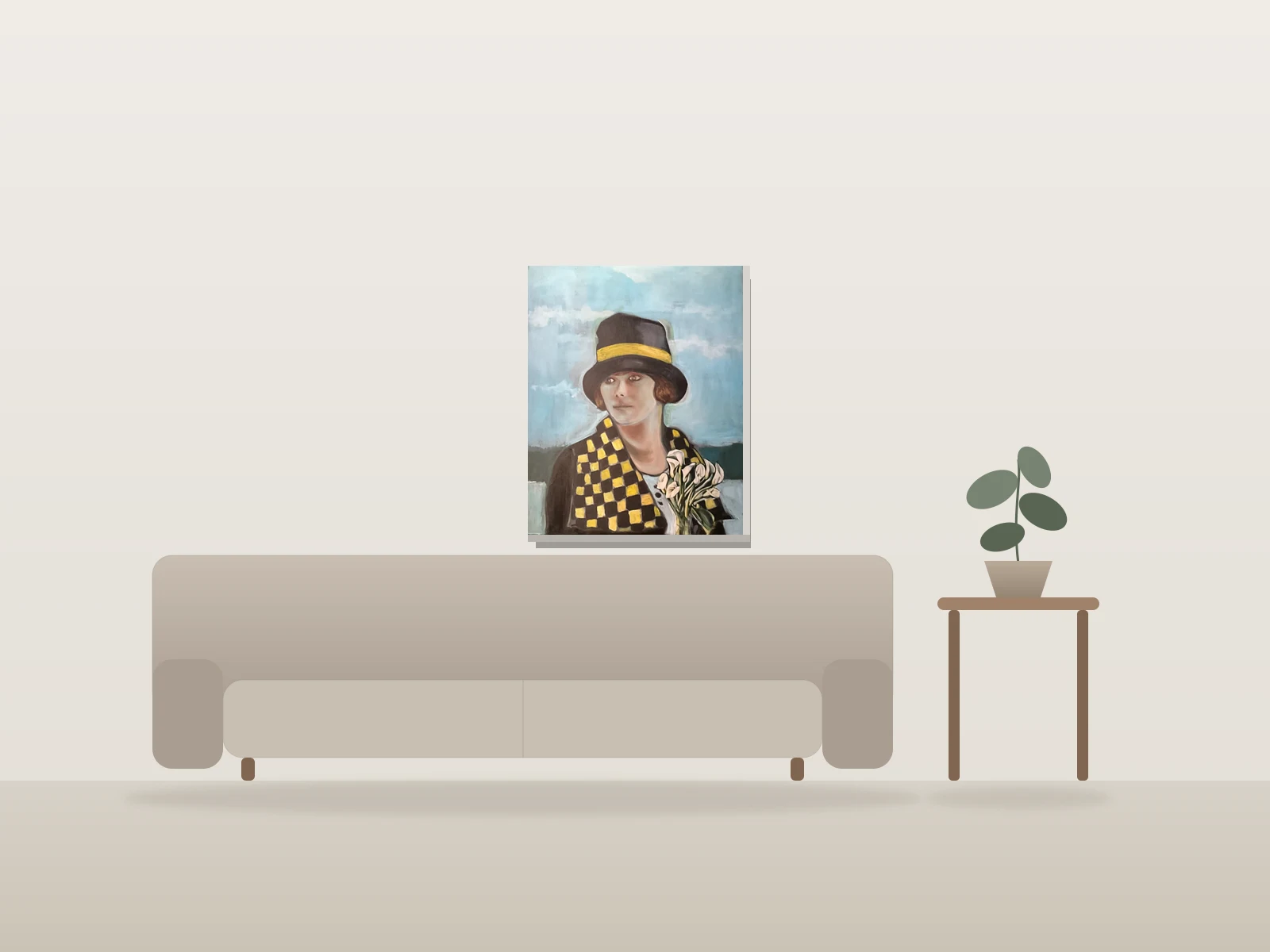 Femme des années 20 by Marie Langlois shown to scale in a room
