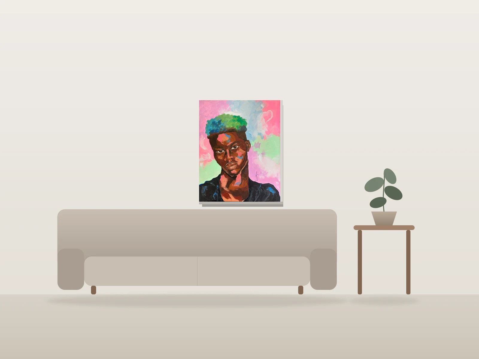 Homme 2 by Ashley Simo shown to scale in a room
