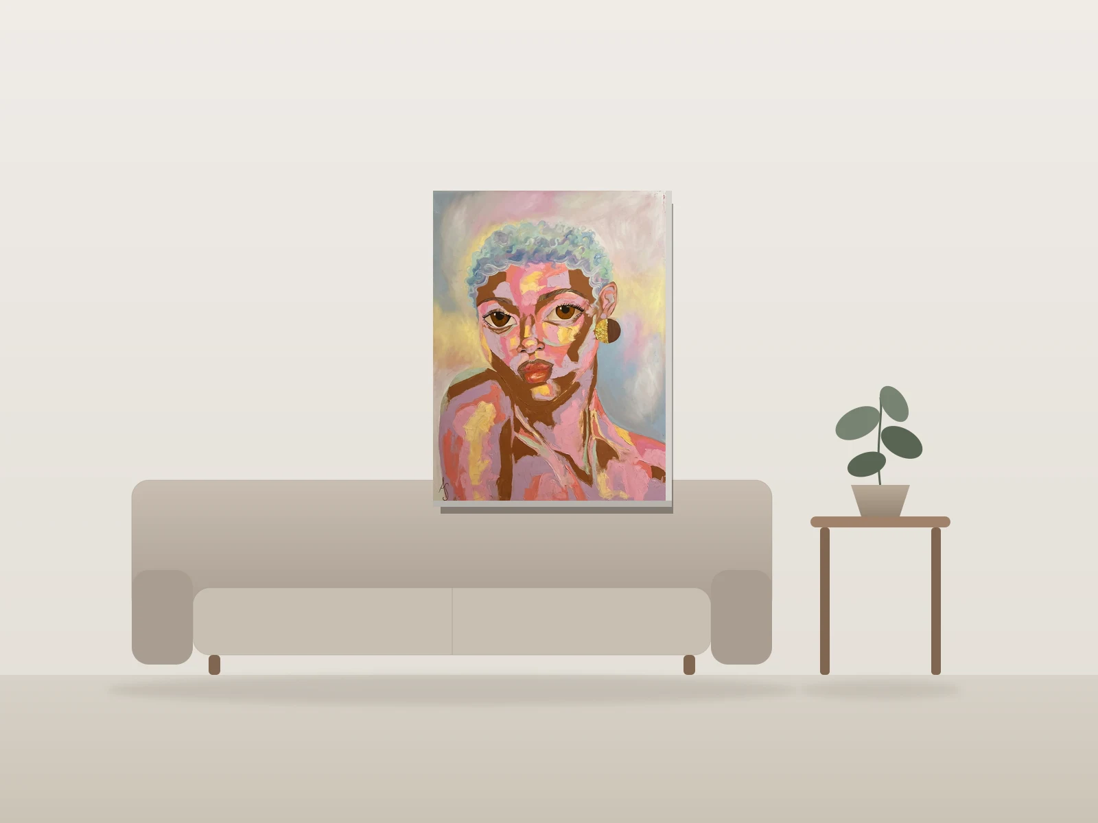Merveille Cachée by Ashley Simo shown to scale in a room