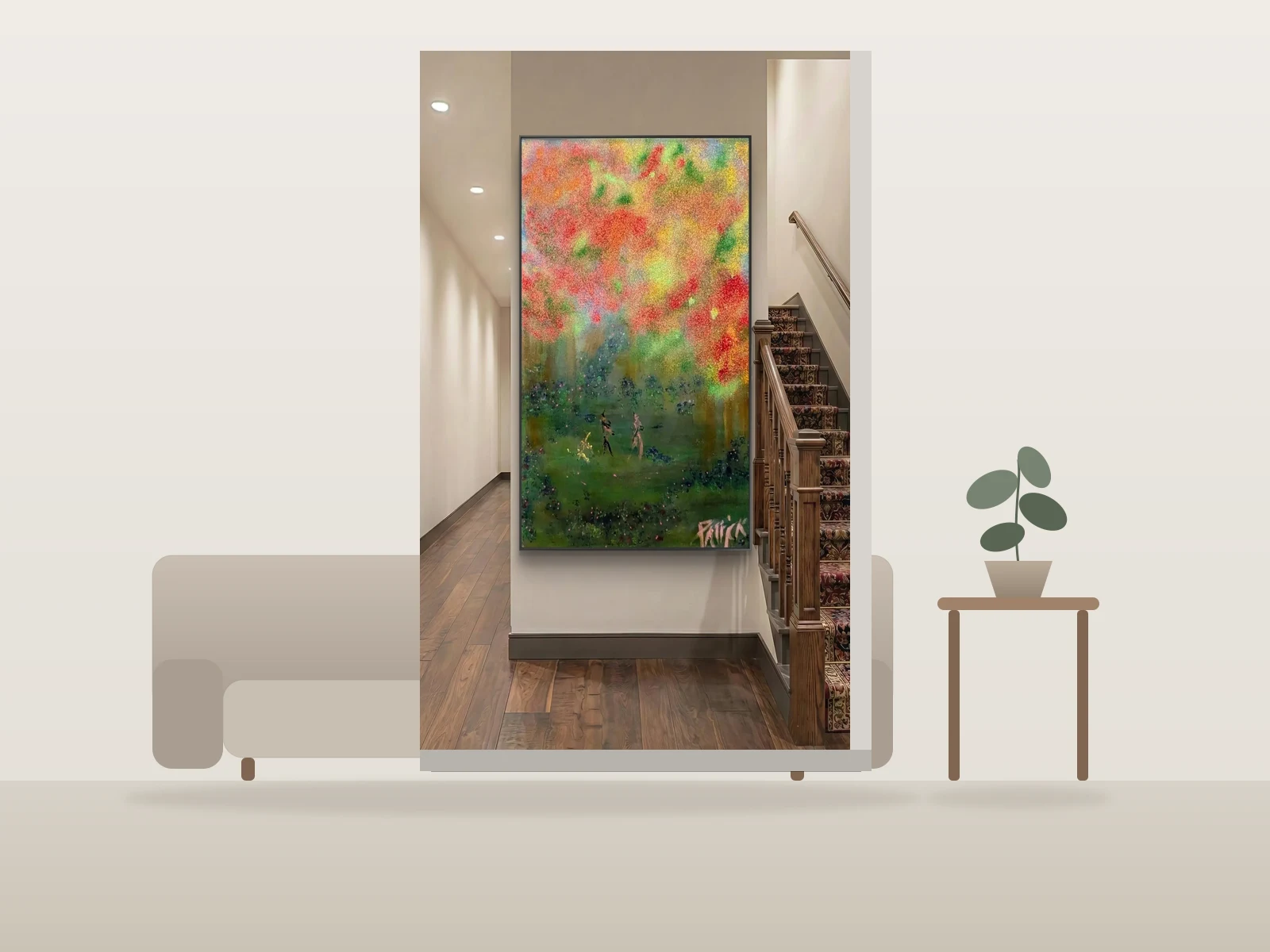 Sous la canopée des rêves by PATRICK RICHARD shown to scale in a room