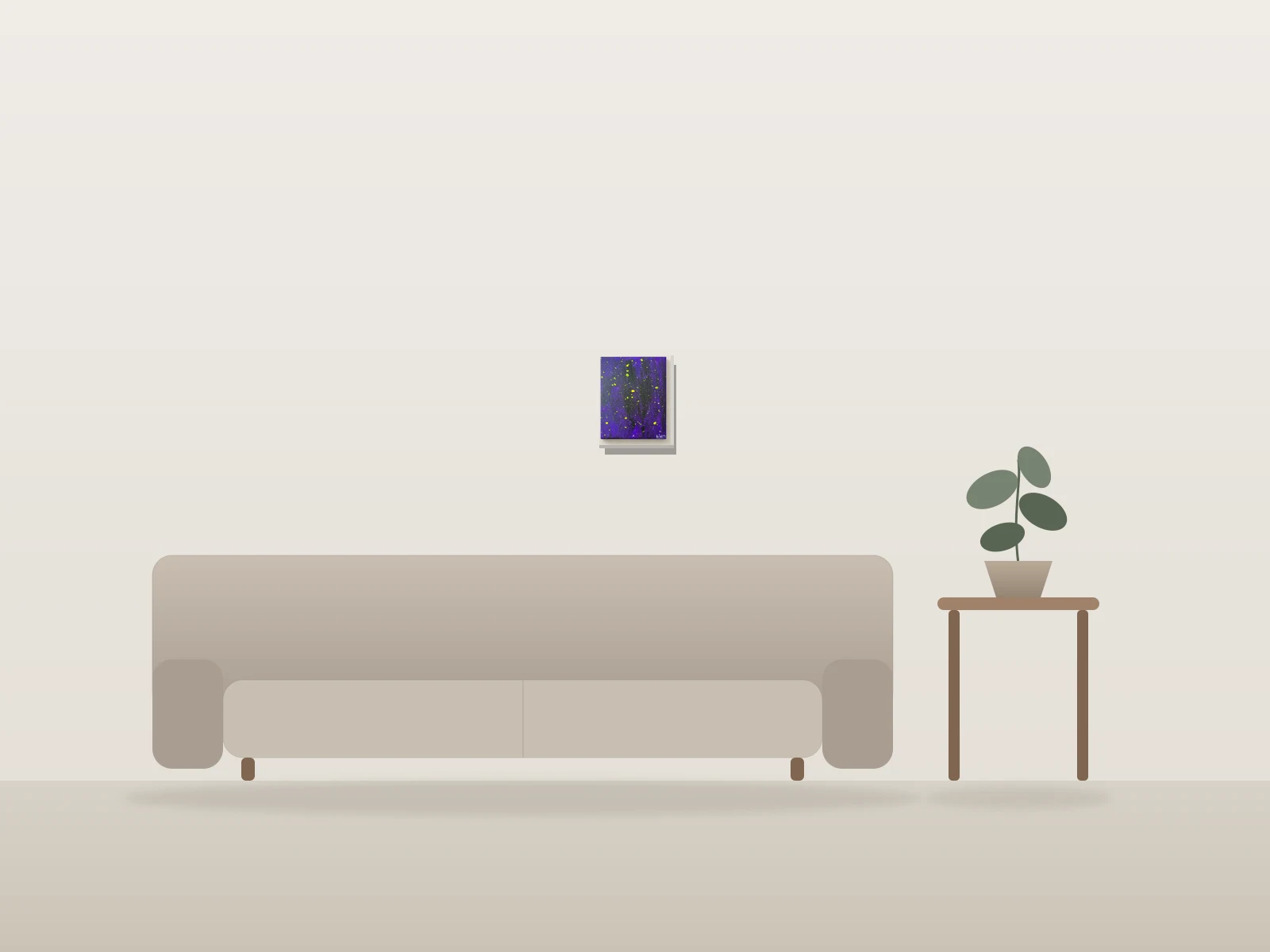 Nébuleuse Violette by Romilus shown to scale in a room