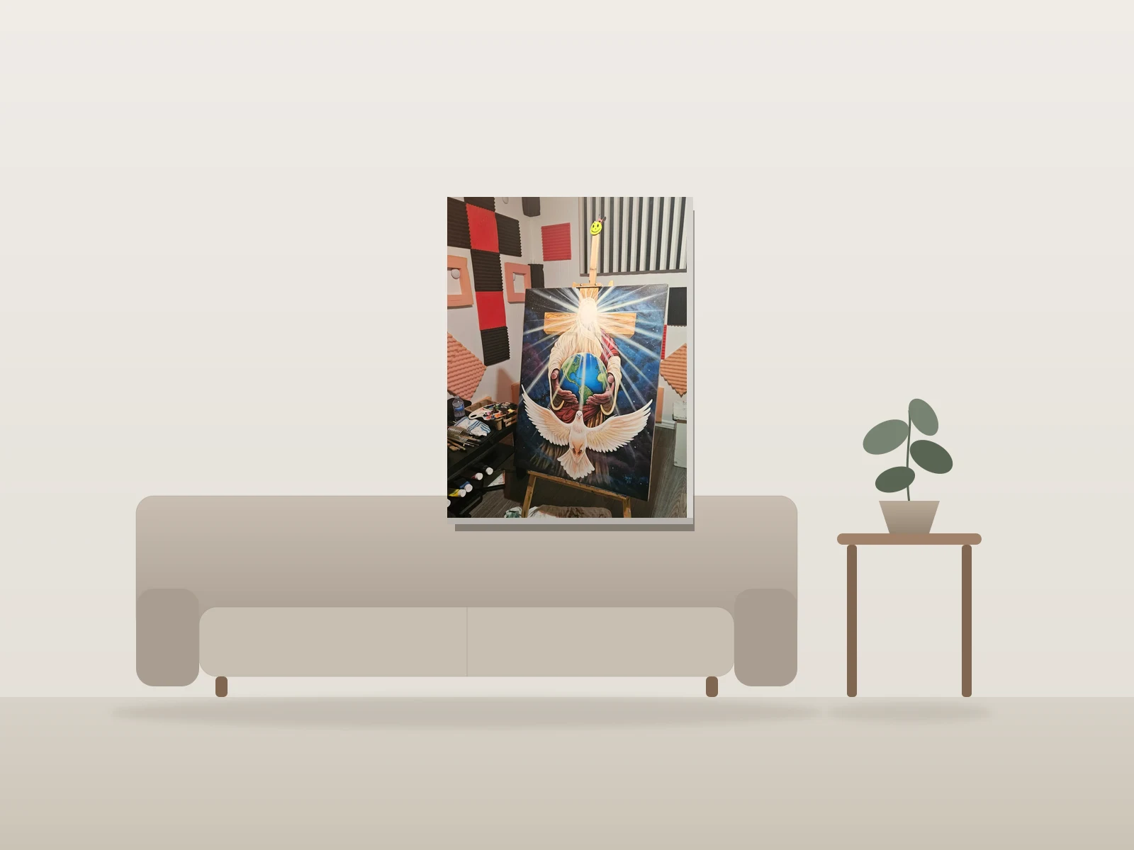 DTB TERRE ( Ouvre) by DUNI DTB shown to scale in a room