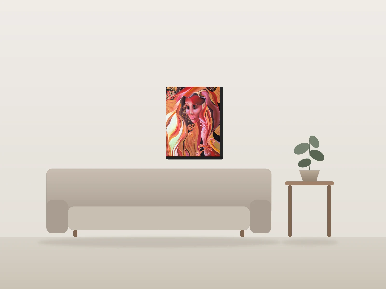 Pêche Rouge by Jérémy Pastel shown to scale in a room