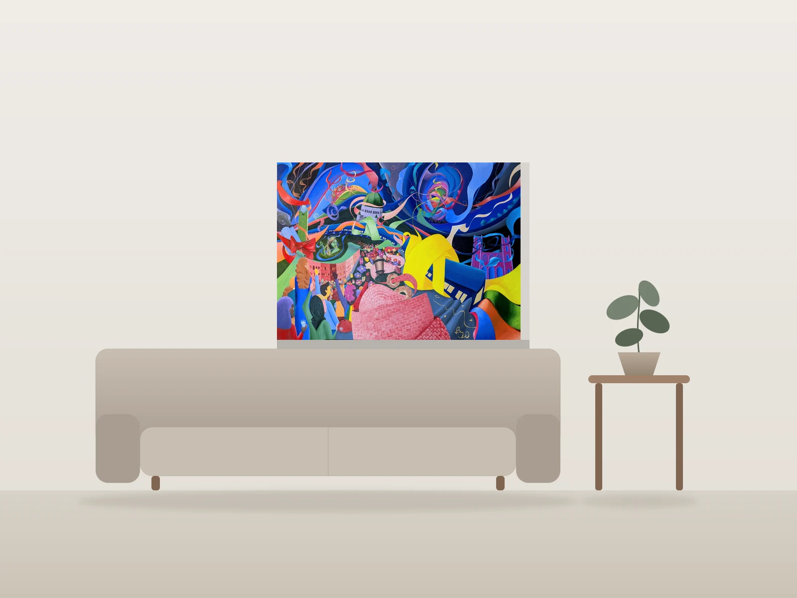 Tous les chemins mènent partout by Jérémy Pastel shown to scale in a room