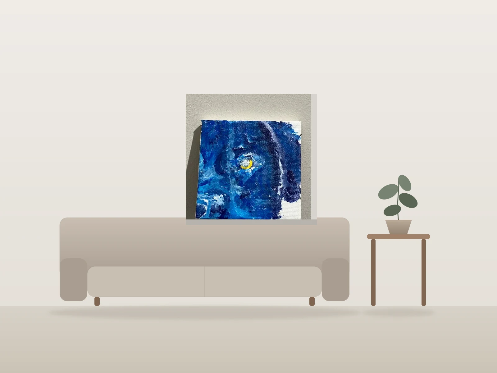 Luna by Matthew Mihai shown to scale in a room