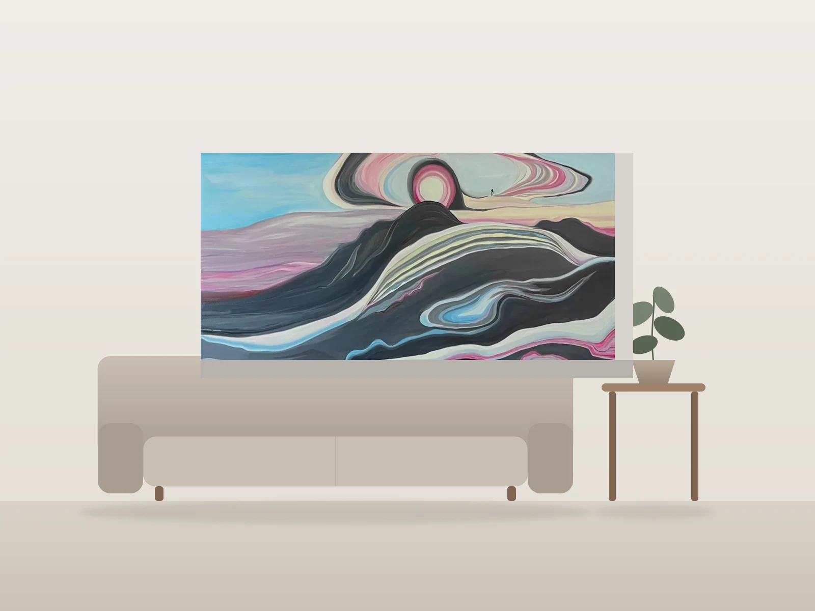 Surrealist Mirage by maxsharpismute shown to scale in a room