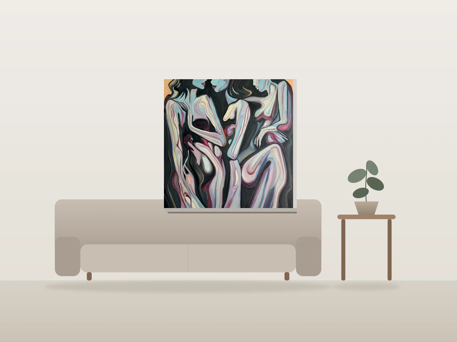 Les Muses I by maxsharpismute shown to scale in a room