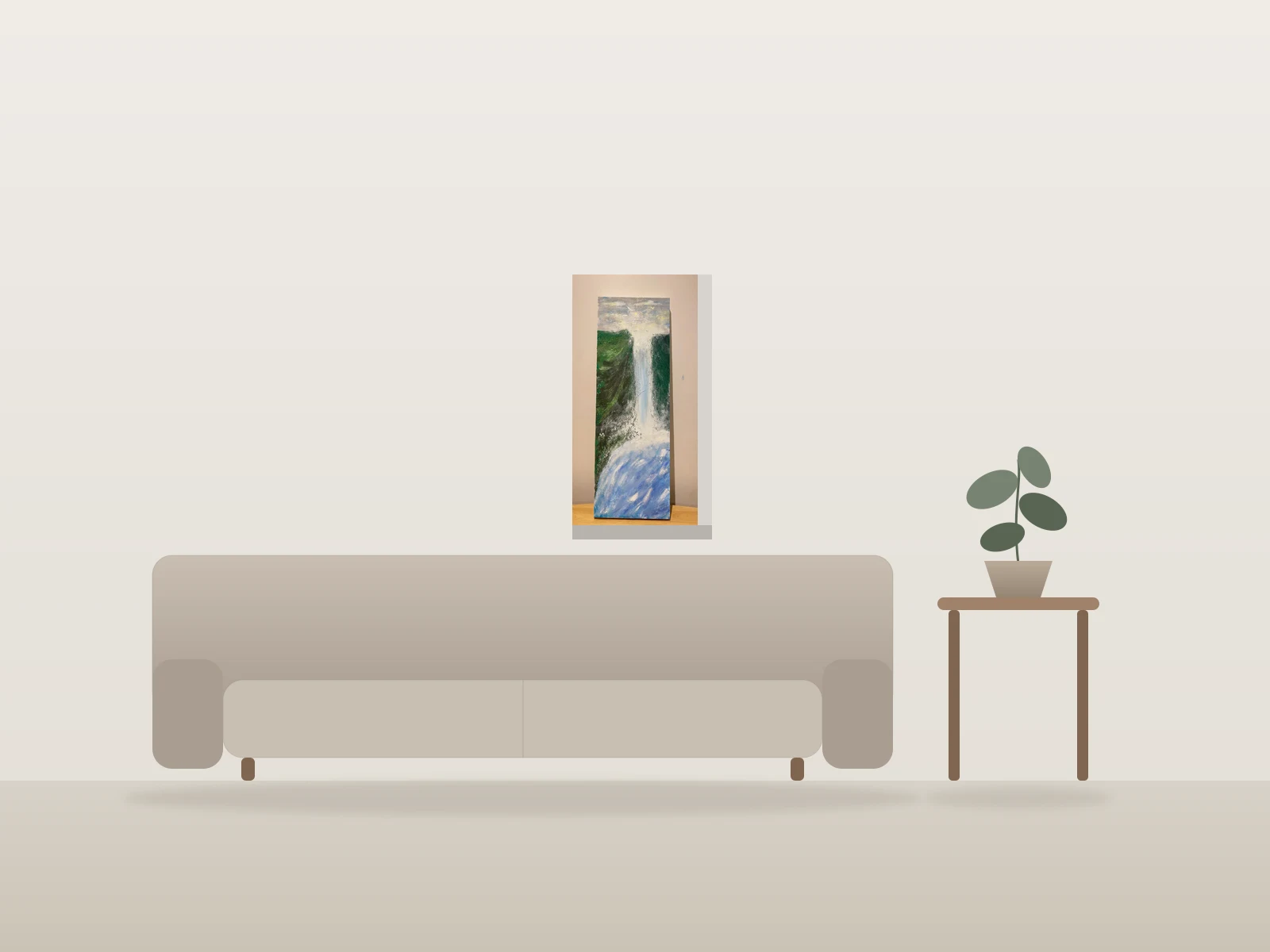 La cascade Make a Wish by Matthew Mihai shown to scale in a room